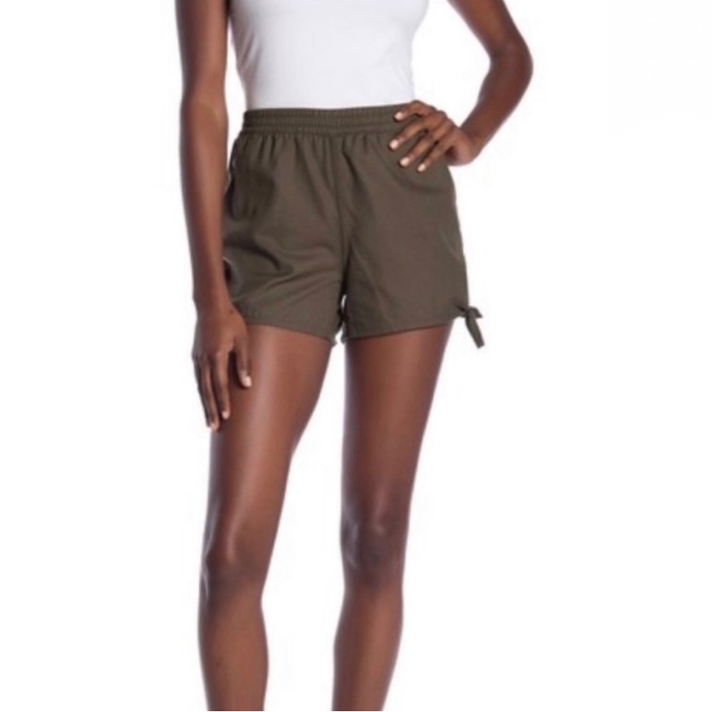MADEWELL OLIVE GREEN ELASTIC WAIST PULL ON SHORTS SIDE TIE & KEYHOLE   S…